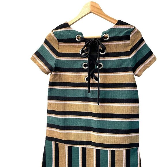 JOA Los Angeles SIZE XS Revolve Lace-Up Back Upholstery Drop Waist Mini Dress - Picture 3 of 8